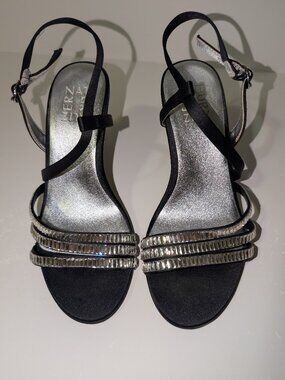 Naturalizer Kimberly 2 Black Rhinestone Strappy Heels Size 6M